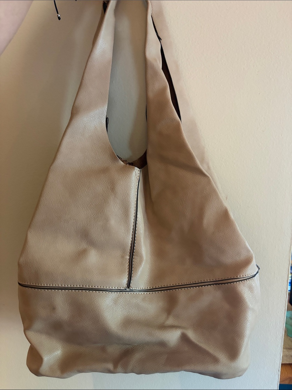 MANGO TOUCH Minimalist Slouchy Hobo Shoulder Bag Cream Beige